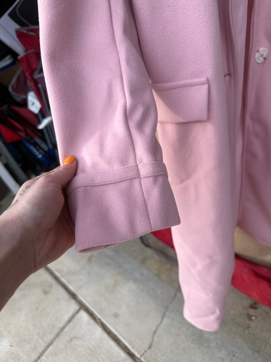 Classic Long Pink Wool-Blend Coat - Picture 3 of 3